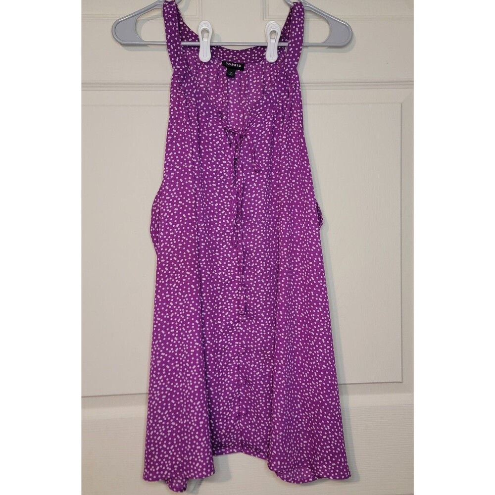 Torrid Aize 4 Tunic Top Blouse Purple With Dots